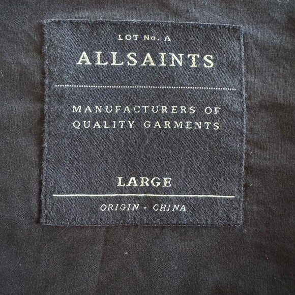 Men's All Saints Abson Overshirt Jacket in Black, Size L - Picture 5 of 14